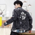 thumbnail image 3 of Abrigos de mezclilla para hombre con agujeros rotos, chaqueta vaquera para hombre, estilo punk rock, ropa masculina, talla grande, informal, holgada, estilo Joker, de una pieza, lavada, a la moda, gra, 3 of 5