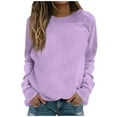 thumbnail image 2 of Crewneck Sweatshirts for Women Solid Color Long Sleeve Shirts O-Neck Pullover Tops, 2 of 5