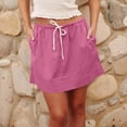 thumbnail image 4 of Binmer Women's Elastic Waist Drawstring A Line Mini Skirt,Casual Trendy Summer Skirt with Pockets Hot Pink,Women's Plus S, 4 of 8