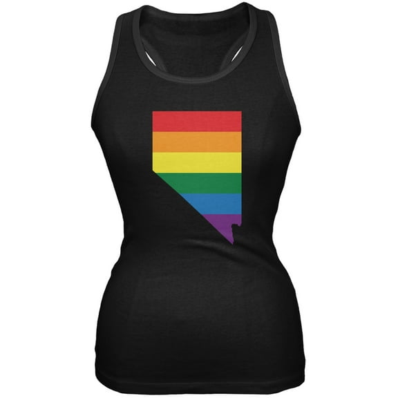 Nevada LGBT Lesbian Pride Rainbow Black Juniors Soft Tank Top - 2X-Large
