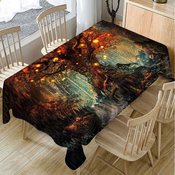 Yanluna Nappe Rectangulaire Imprimée Paysage Forestier pour Décoration de Table de Mariage, Imperméable et Anti-Tache, Nappe de Table pour Salle à Manger et Café