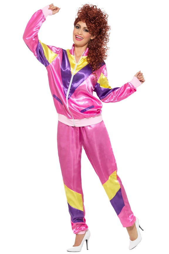 womens 80s Height of Fashion Shell Suit adult exotic costumes, Pink, X-Large US