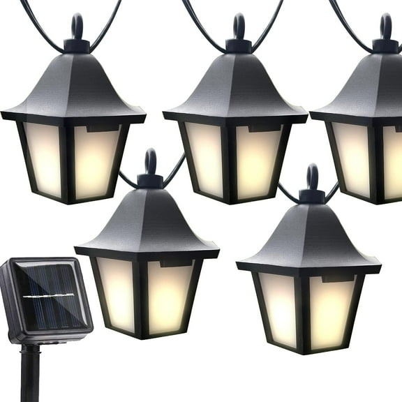 LINLIN Solar String Lights Outdoor Waterproof 10 LED Lantern Outdoor Hanging Vintage Lights Decorations Light for Patio Garden Holiday Home Party