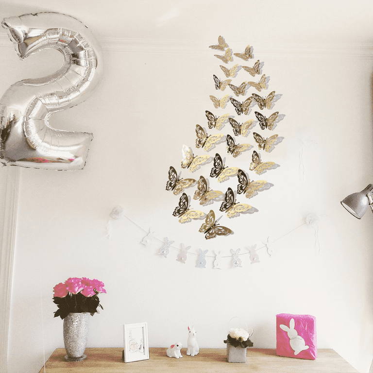 Gold Mirror Butterflies 3D Adhesive Wall Art