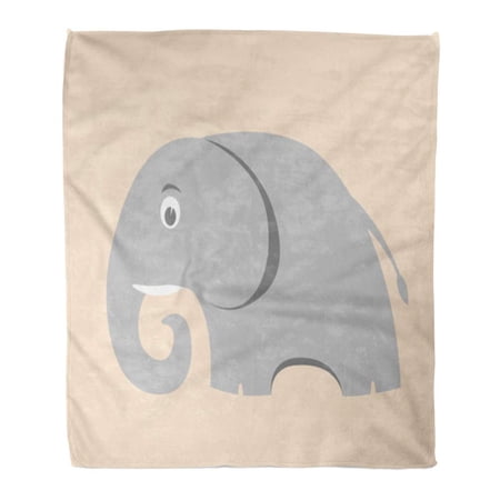 SIDONKU Throw Blanket Warm Cozy Print Flannel Gray Baby Elephant Cartoon Flat Profile Side Adorable Comfortable Soft for Bed Sofa and Couch 50x60 Inches