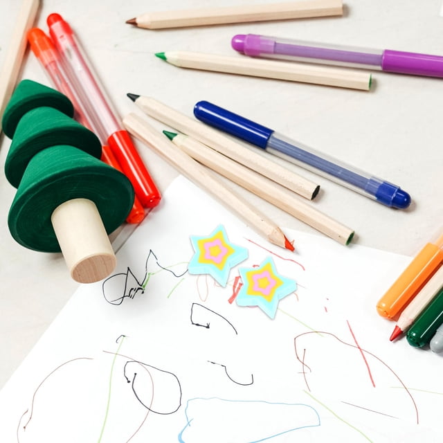 Greenadscape 50Ud Borradores Estrella Adorables Multi Color Para Erase Fácil Y Cuidado De Papel