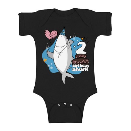 

Awkward Styles I am Two Romper Baby Bodysuit Short Sleeve Shark Romper Second Birthday Party Shark Themed Party Gifts for Two Year Old Kids Shark One Piece Top Shark Gifts for Babies Shark Top