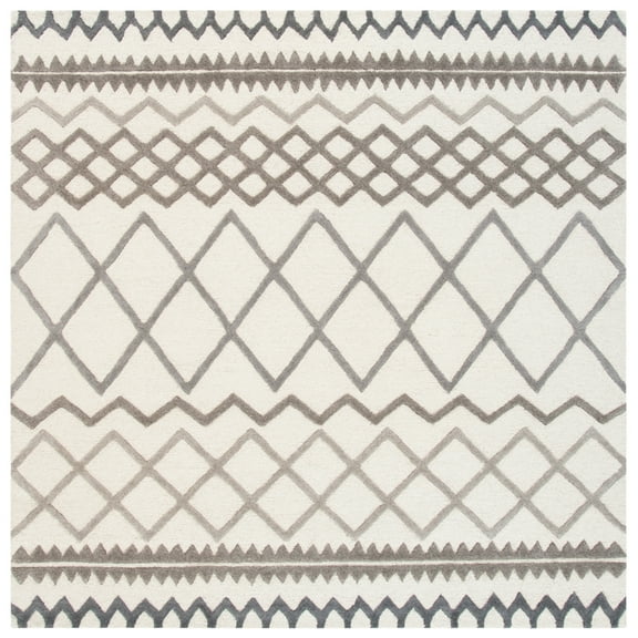 SAFAVIEH Glamour Drew Geometric Area Rug, Ivory/Grey, 6' x 6' Square