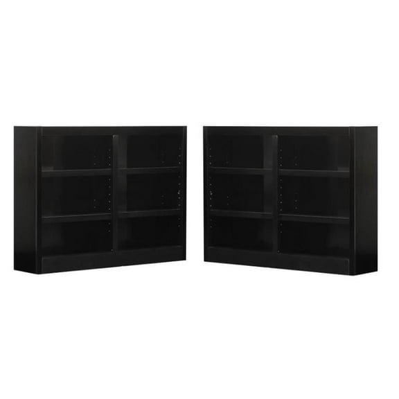 Home Square 6-Shelf Double Wide Wood Bookcase Set in Espresso