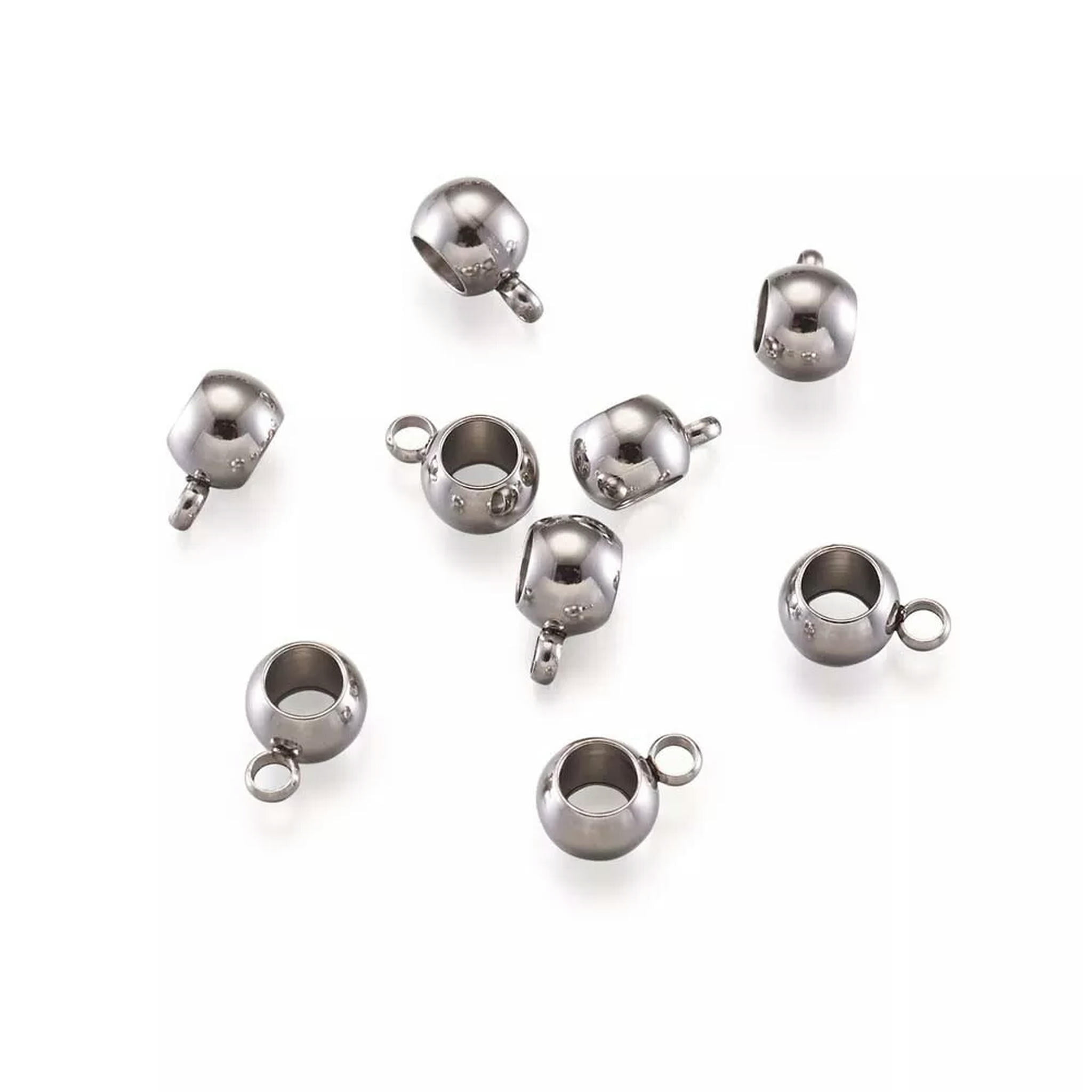 U8MO 100pcs 304 Stainless Steel European Smooth Bail Beads Hanger Connectors 5x9x6mm