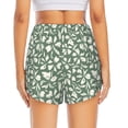 thumbnail image 2 of Lsque Flowers With Leaves Printed Women's Running Shorts with Liner Pockets,Elastic Quick Dry Workout Athletic Gym Yoga Shorts,Womens High Waist Shorts-Small, 2 of 9