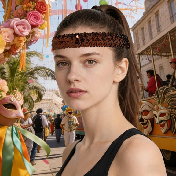 Sparkly Sequin Stretch Headband With Bow For Girls Festival Party Fashion Hair Elastic Hairband