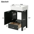 thumbnail image 3 of 20" Bathroom Vanity with Sink, Free Standing Vanity Cabinet with 1 Soft Closing Door & 1 Drawer, Solid Wood Bath Vanity Organizer with Ceramic Sink, Black, 3 of 10