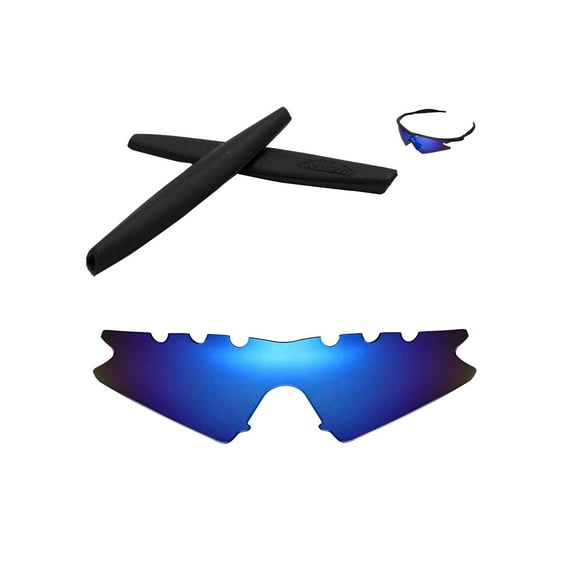 Walleva Ice Blue Polarized Vented Replacement Lenses And Black Earsocks For Oakley M Frame Sweep Sunglasses