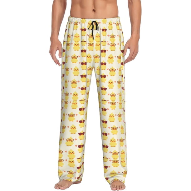 Balery Cute Yellow Duck Pantalones de pijama para hombre, pijama ultraligero, pantalón de descanso-X-Large