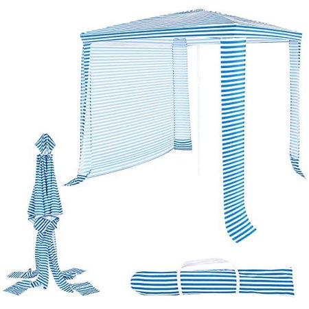 Beach Cabana, 6.7’ x 6.8’ Easy to Set up Beach Tent w/ Adjustable Height, Detachable Sidewall, Carry Bag, 4 Sandbags, NP10352BL Sun Shelter