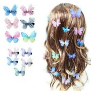 BLA CURRENT 12 PCS Butterfly Hair Clips Realistic Fairy Handmade Glitter Barrette Set Hair Accessories for Women Girls Infants