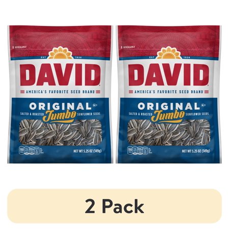 (2 pack) David Jumbo All Natural Roasted & Salted Original Sunflower Seeds 5.25 Oz.