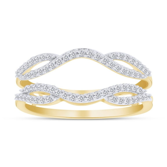 AFFY 0.50CT Cubic Zirconia Double Infinity Enhancer Guard Ring for Women 14K Yellow Gold over Silver-10
