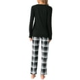 thumbnail image 3 of INSPIRE CHIC Women's Pajamas Set Long Sleeve Plaid Soft Pajamas Lounge Sets with Pockets XS Black, 3 of 6