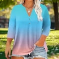thumbnail image 2 of Women's Plus Size V Neck 3/4 Sleeve Blouse Tops Shirts Tunics Floral Print Loose Fit Casual Daily Wear Work Office Vacation Fashion Essential Gift for Women | Sopatenor,Sky Blue XL, 2 of 8