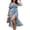 Blue, variant on Wrongduck Plus Size Summer Midi Dress for Women, Floral Square Neck Puff Sleeve Dress with Pockets, Casual Beach Vacation A-Line Sundress