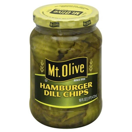 (3 Pack) Mt. Olive Hamburger Dill Chips Pickles 16 fl. oz.