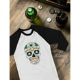 thumbnail image 3 of Tstars St Patricks Day Sugar Skull Clovers Women Raglan Shirt, 3 of 6