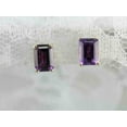 thumbnail image 3 of 3Ct Emerald Cut Lab Created Amethyst Women's Stud Earrings In 14K Yellow Gold Plated, 3 of 3