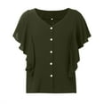 thumbnail image 4 of Tops for Women Trendy Tunic Blouse Floral Women Cool Gear Ladies Trendy Tops Sweater Tees for Ling Sleeve T Shirts Band 13 Tall Shirts Casual Long Sleeve Cropped Satin Shirt Short Ladies Army Green, 4 of 5