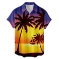 thumbnail image 2 of Mixpiju Summer short-sleeved men's flower shirt short-sleeved trendy personalized casual floral button down Hawaiian shirt 100% cotton Purple XXL, 2 of 3