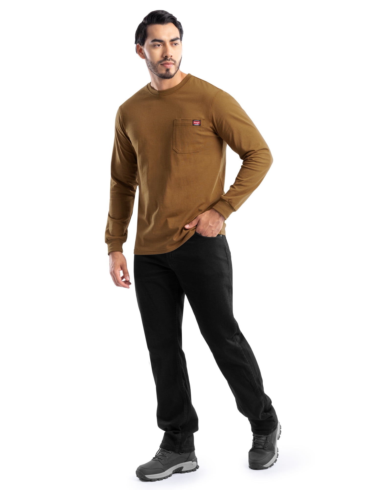 Wrangler Workwear Men's Long Sleeve Heavyweight Pocket T-Shirt, Size S-5XL (Men's and Big Men's)