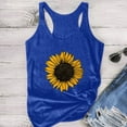 thumbnail image 5 of Tank Top for Women Sunflower Print Crew Neck Sleeveless Plus Size Racerback T Shirt Blue Basic Fitted Summer Clothes M, 5 of 5