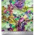 thumbnail image 1 of Soimoi Cotton Cambric Fabric Animal Skin & Tropical Flower Print Fabric by Yard 42 Inch Wide, 1 of 1
