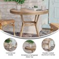thumbnail image 4 of Emma + Oliver Indoor/Outdoor Bistro Style 31.5 in. Table with Natural & White PE Rattan, Glass Top, and Light Natural Bamboo Finished Metal Frame, 4 of 12