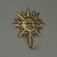 thumbnail image 4 of Zeckos Gold Cast Iron Sun Face Decorative Wall Hooks Set of 3, 4 of 5