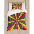 thumbnail image 3 of Pride Duvet Cover Set King Size, Radial Vintage Style Scratched Backdrop for Homosexual Gay Lesbian Couples Print, Decorative 3 Piece Bedding Set with 2 Pillow Shams, Multicolor, by Ambesonne, 3 of 3