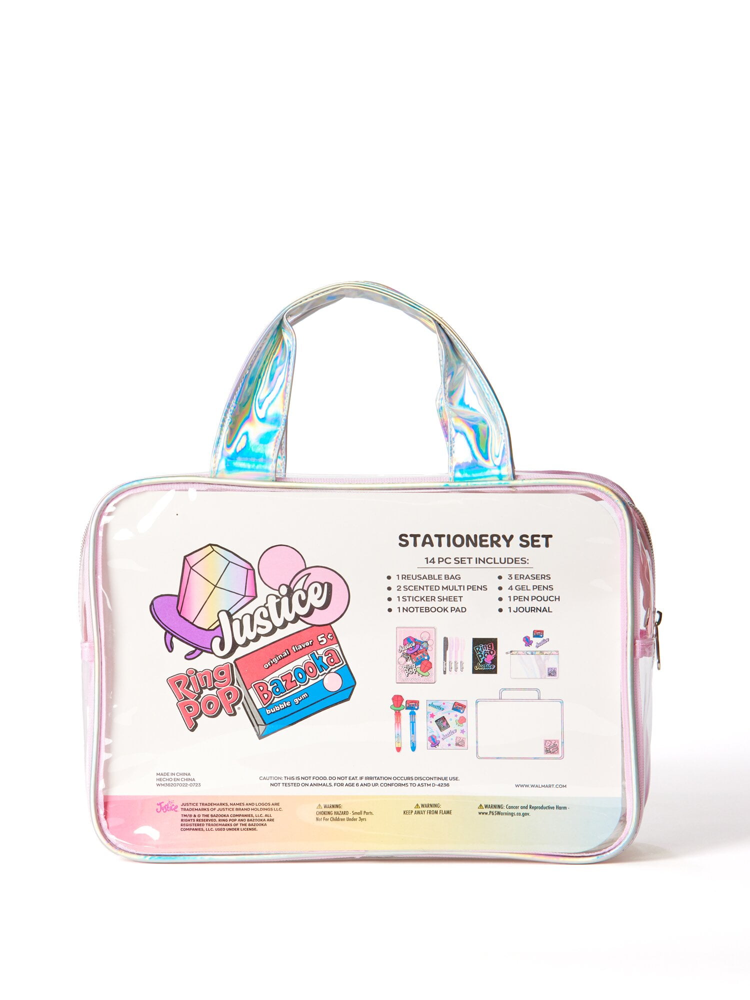 Justice Stationery Set with Ring Pop Case, 13 Piece Unisex Handbag Set for Children Ages 6 and up