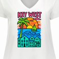 thumbnail image 4 of Inktastic Key West Sunset Tropical Vibes Women's Plus Size V-Neck T-Shirt, 4 of 5