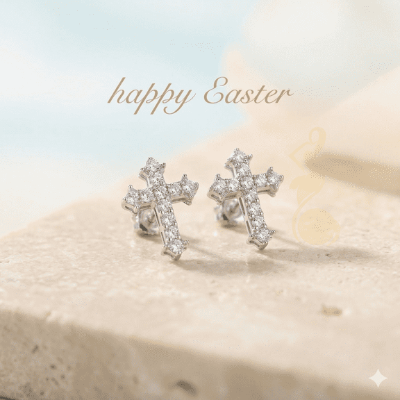 Diamond Celebrity's 1.00ct Moissanite White 925 Sterling Silver Women's Cross Earrings