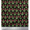 thumbnail image 1 of Soimoi Black Cotton Duck Fabric Leaves & Tulip Floral Print Fabric by Yard 42 Inch Wide, 1 of 3