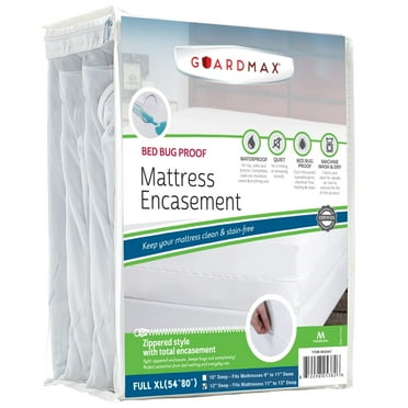 Guardmax Jersey Knitted Full XL Zippered Mattress Encasement - Waterproof & Bed Bug Proof Mattress Protector - Comfortable, Soft, and Noiseless Zippered Bedding - Dust Mite Proof (54 x 80 x 12)
