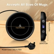 Black Cup Warmer - 3 Temperature Levels, 2-12H Timer, 4 Hours Automatic Shut-Off, Candle Warmer Plate