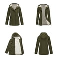 thumbnail image 4 of WTOBBY Women's Composite Velvet Windbreaker Jacket Long Sleeve Hooded Waterproof Rain Coat Solid Color Zip Up Fleece Lined Warm Outerwear for Hiking Travel,Army Green L, 4 of 7