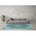 thumbnail image 3 of Ahgly Company Indoor Square Medallion Light Blue Traditional Area Rugs, 3' Square, 3 of 4
