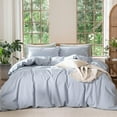 thumbnail image 1 of Ensemble de Housse de Couette en Coton Lavé Effet Lin Respirant Durable Doux Confortable (Lin Brun Gris Grand Lit), 1 of 7