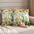 thumbnail image 2 of Sunflower Gnomes Outdoor Waterproof Pillow Covers, Spring Farmhouse Country Daisy Leaf Plaid Decorative Square Throw Pillowcase Sofa Cushion Sham for Patio/Couch/Chair, 18"x18" 2 Pack, 2 of 8