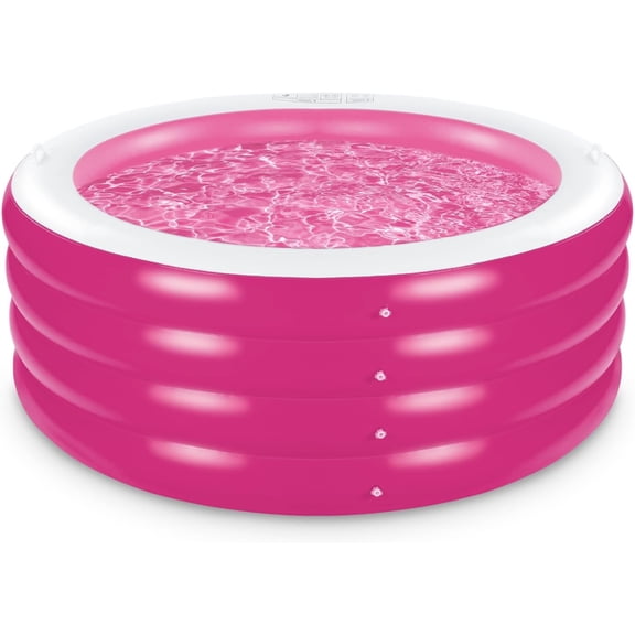 Inflatable Pool, Large Deep Round 70"x30" Family Inflatable Swimming Pool with Handles, Summer Water Party, Outdoor, Garden Backyard, Suitable for Adults (Pink)