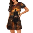 thumbnail image 1 of Easygdp Western Rainy Desert Cowboy Camisón de manga corta para mujer, informal, estampado, 1 of 6