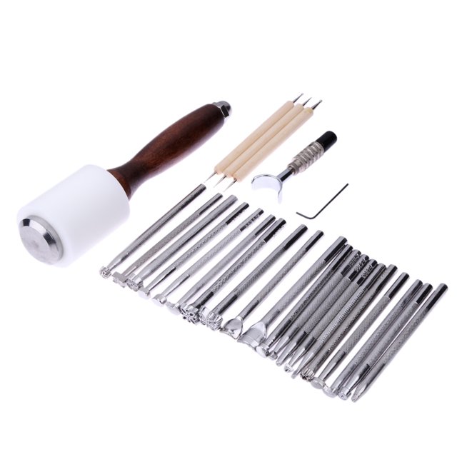 Kit de herramientas Wdftyju 25 unids/set Martillo de sello tallado de cuero
